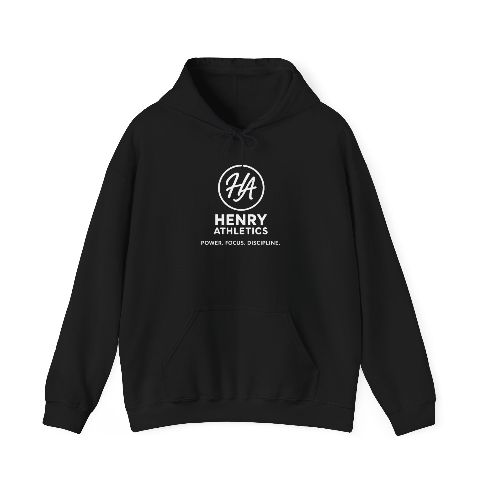 Henry Athletics Hoodie – 'Power. Focus. Discipline.' Black Gym Pullover