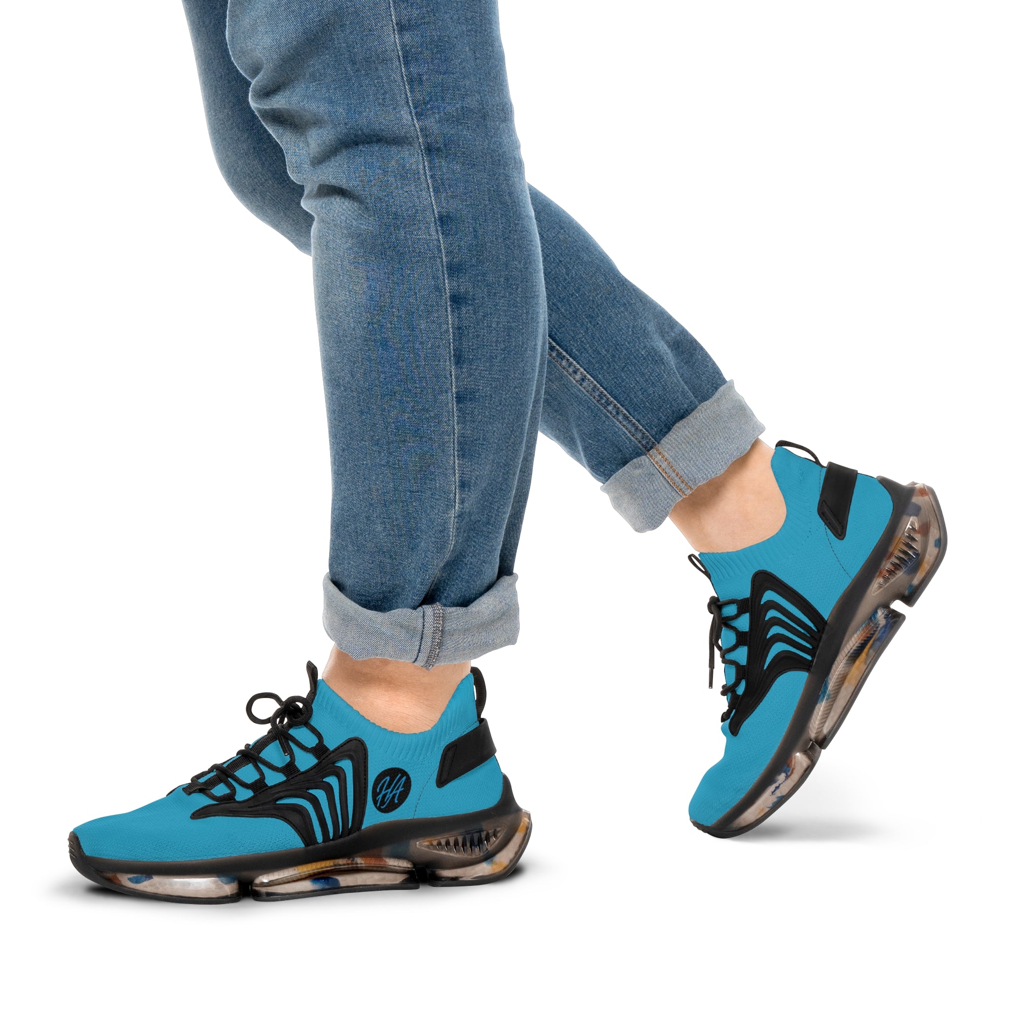 Turquoise Athletic Mesh Sneakers — Lightweight Men's Running Shoes