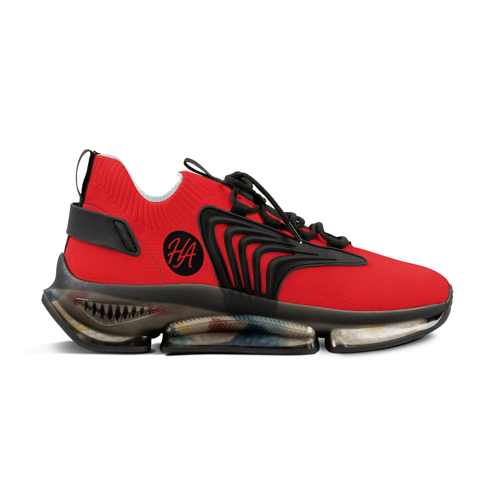 Red Athletic Mesh Sneakers — Lightweight Men's Running Shoes