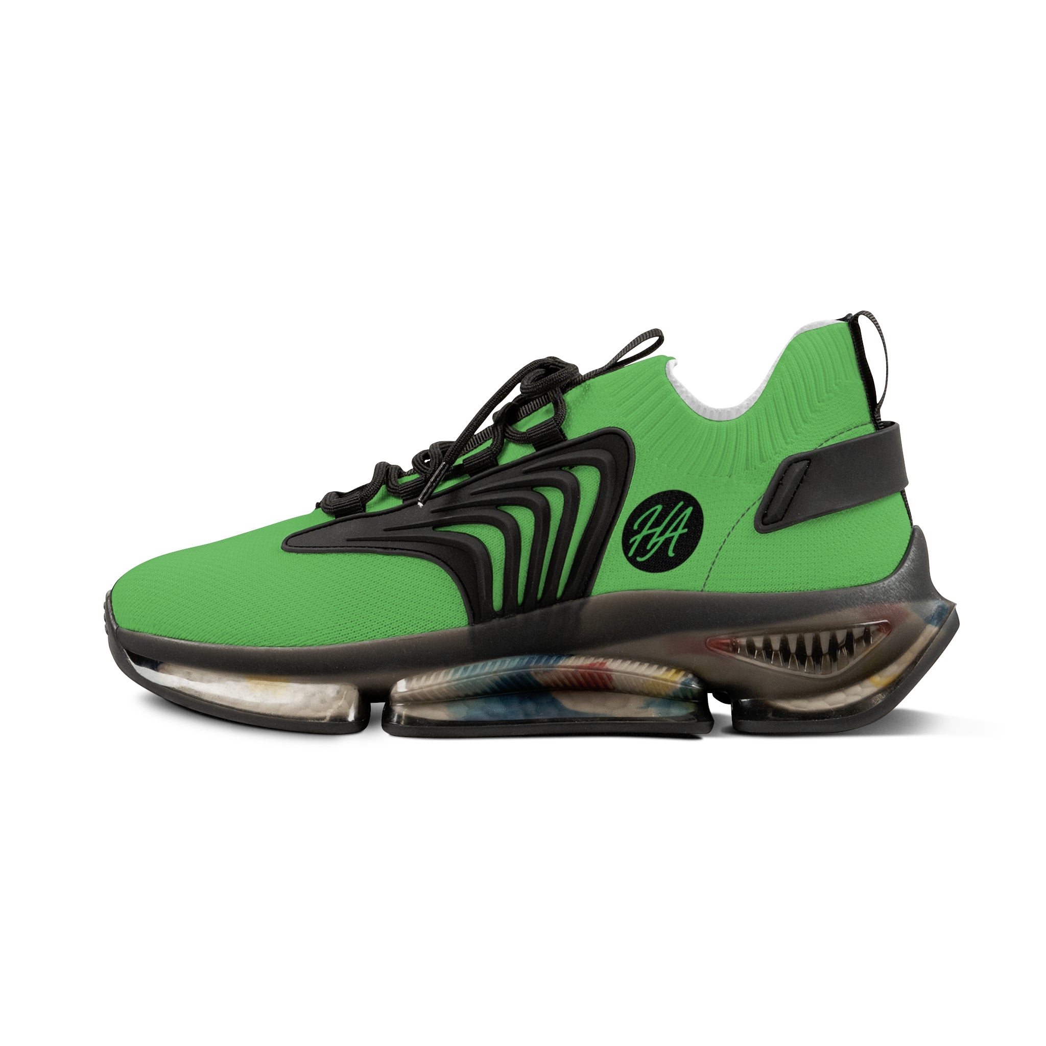 Green Athletic Mesh Sneakers — Lightweight Men's Running Shoes