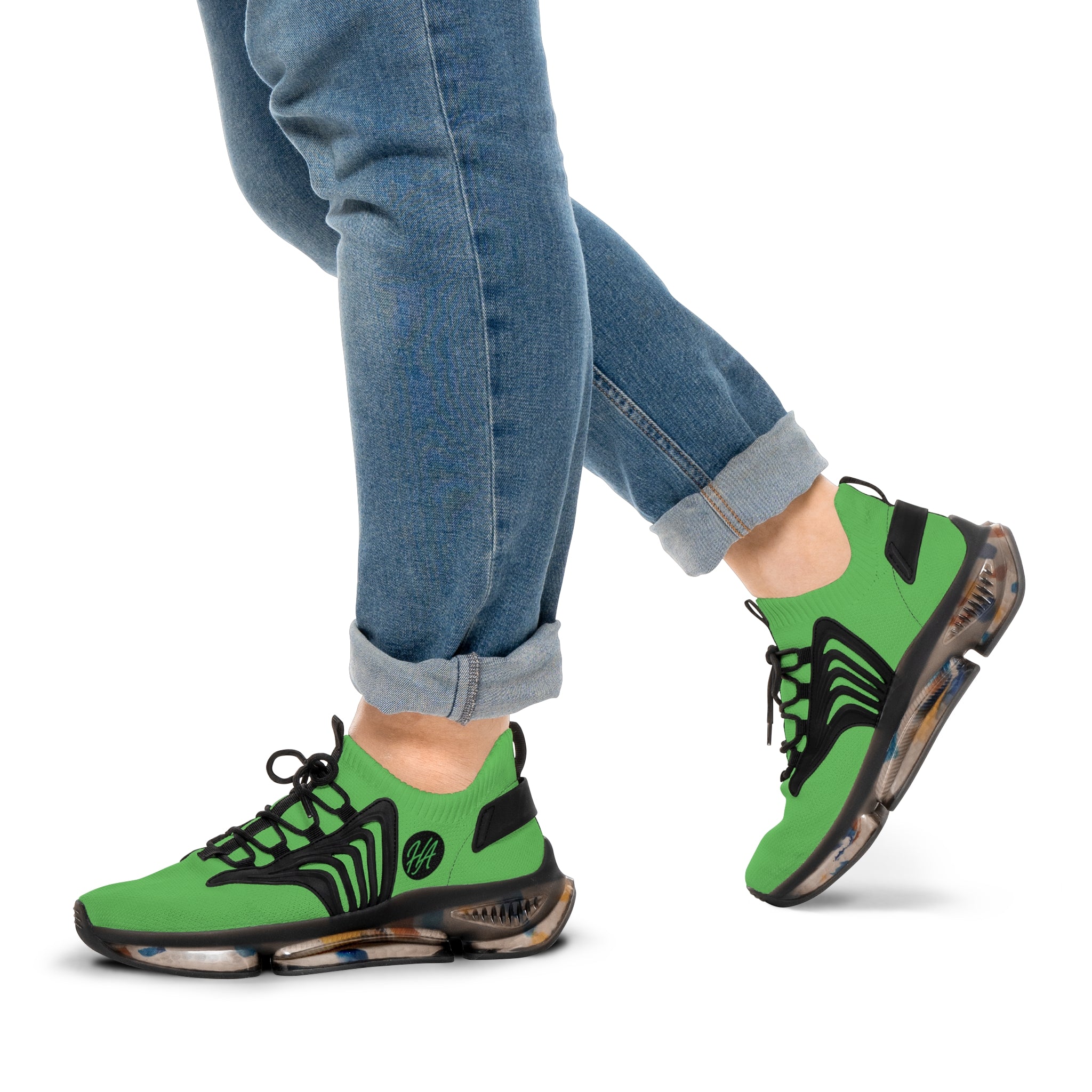 Green Athletic Mesh Sneakers — Lightweight Men's Running Shoes