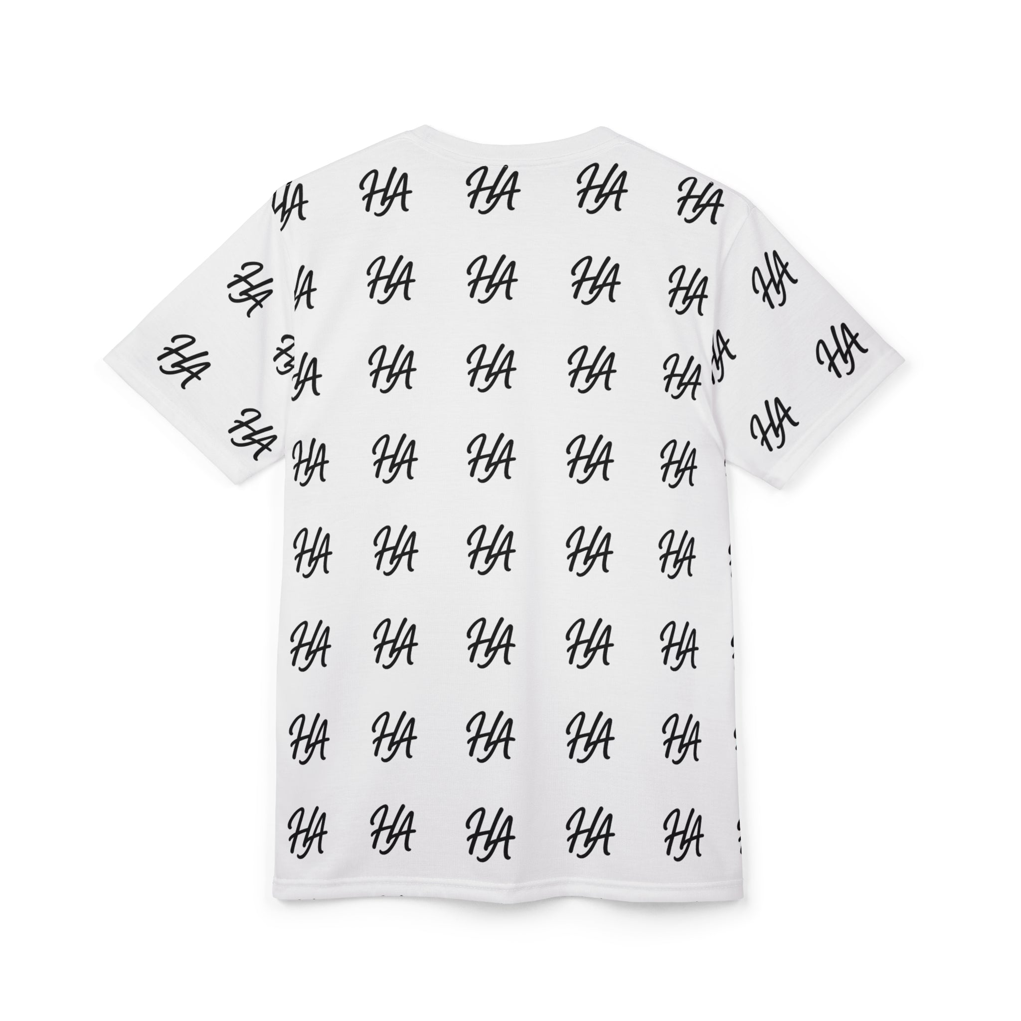 HA Monogram Tee — Minimal Black Script White Pattern T-Shirt