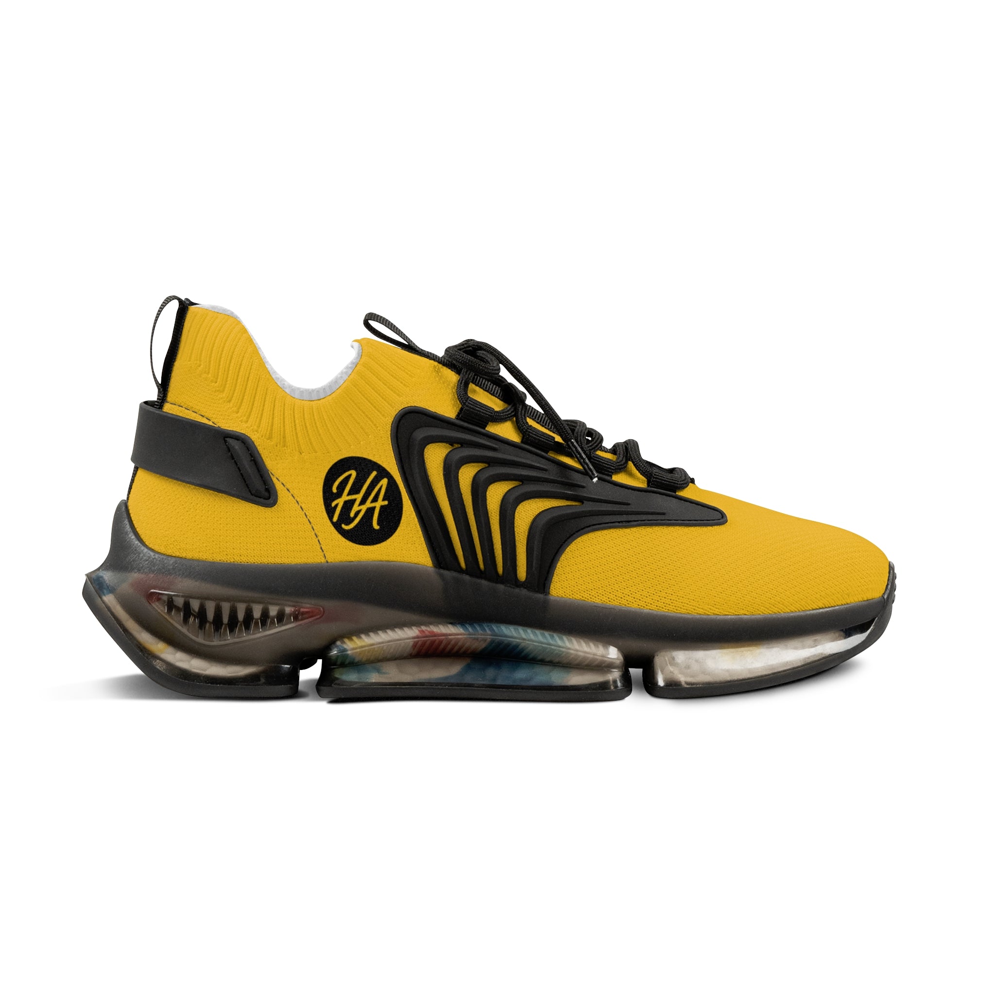 Yellow Athletic Mesh Sneakers — Lightweight Men's Running Shoes
