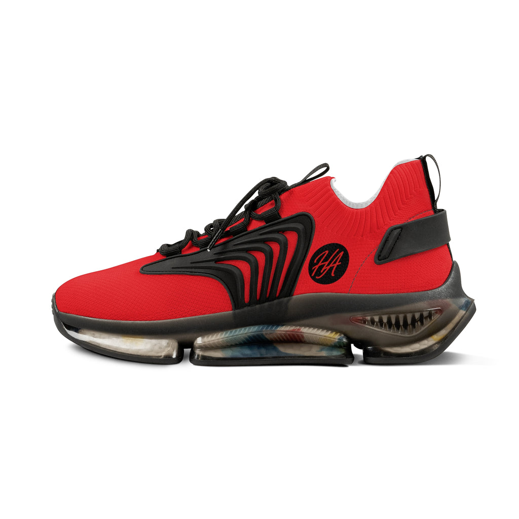 Red Athletic Mesh Sneakers — Lightweight Men's Running Shoes