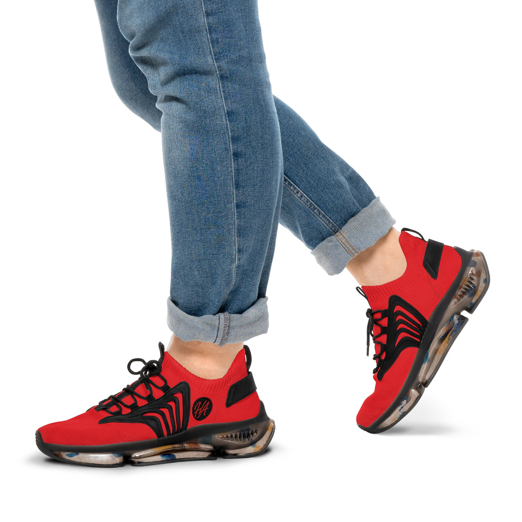 Red Athletic Mesh Sneakers — Lightweight Men's Running Shoes