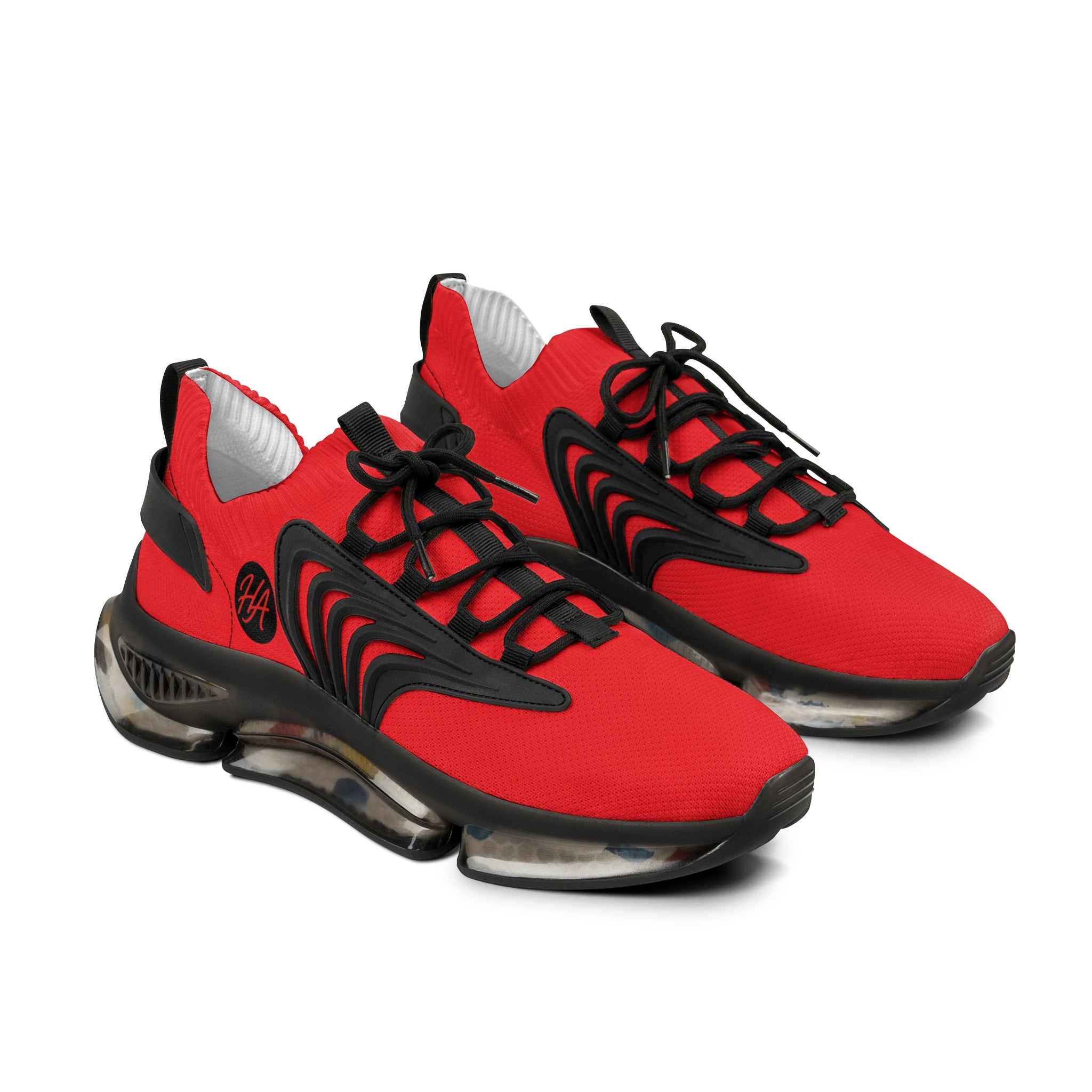 Red Athletic Mesh Sneakers — Lightweight Men's Running Shoes