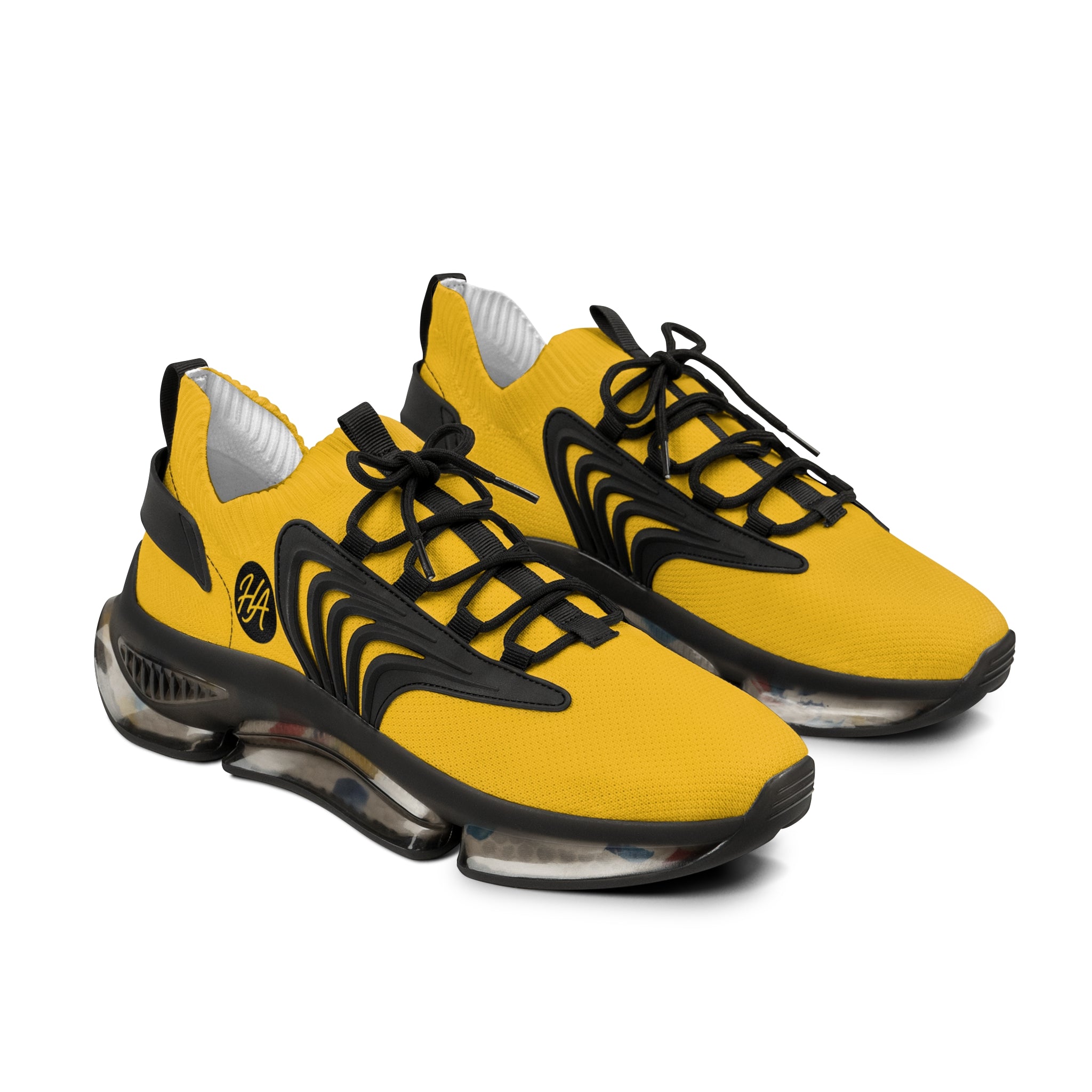 Yellow Athletic Mesh Sneakers — Lightweight Men's Running Shoes