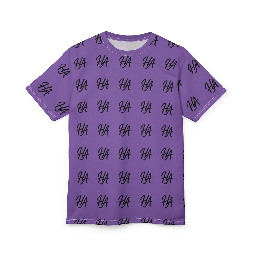 HA Monogram Tee — Minimal Black Script Pattern Light Purple T-Shirt