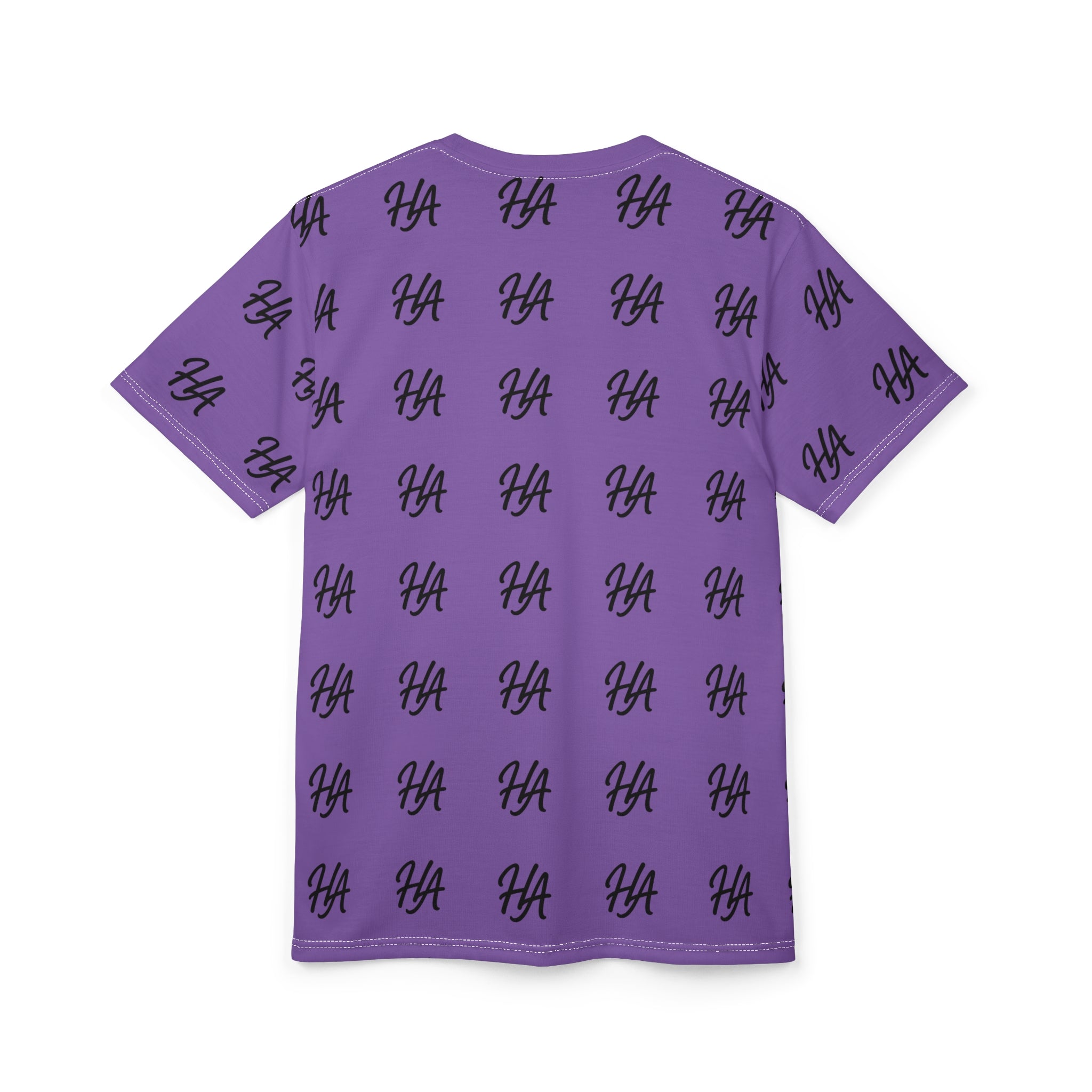 HA Monogram Tee — Minimal Black Script Pattern Light Purple T-Shirt