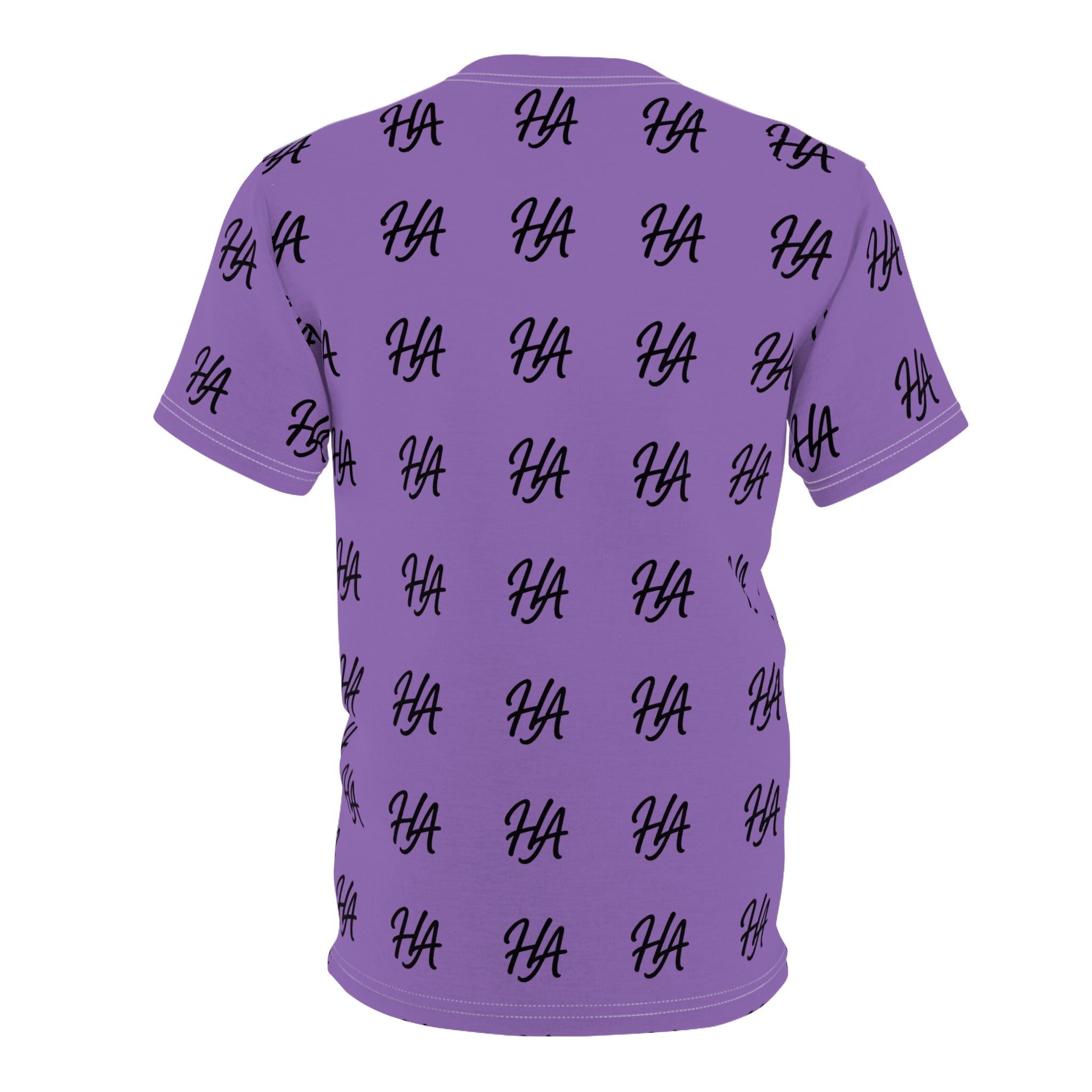 HA Monogram Tee — Minimal Black Script Pattern Light Purple T-Shirt