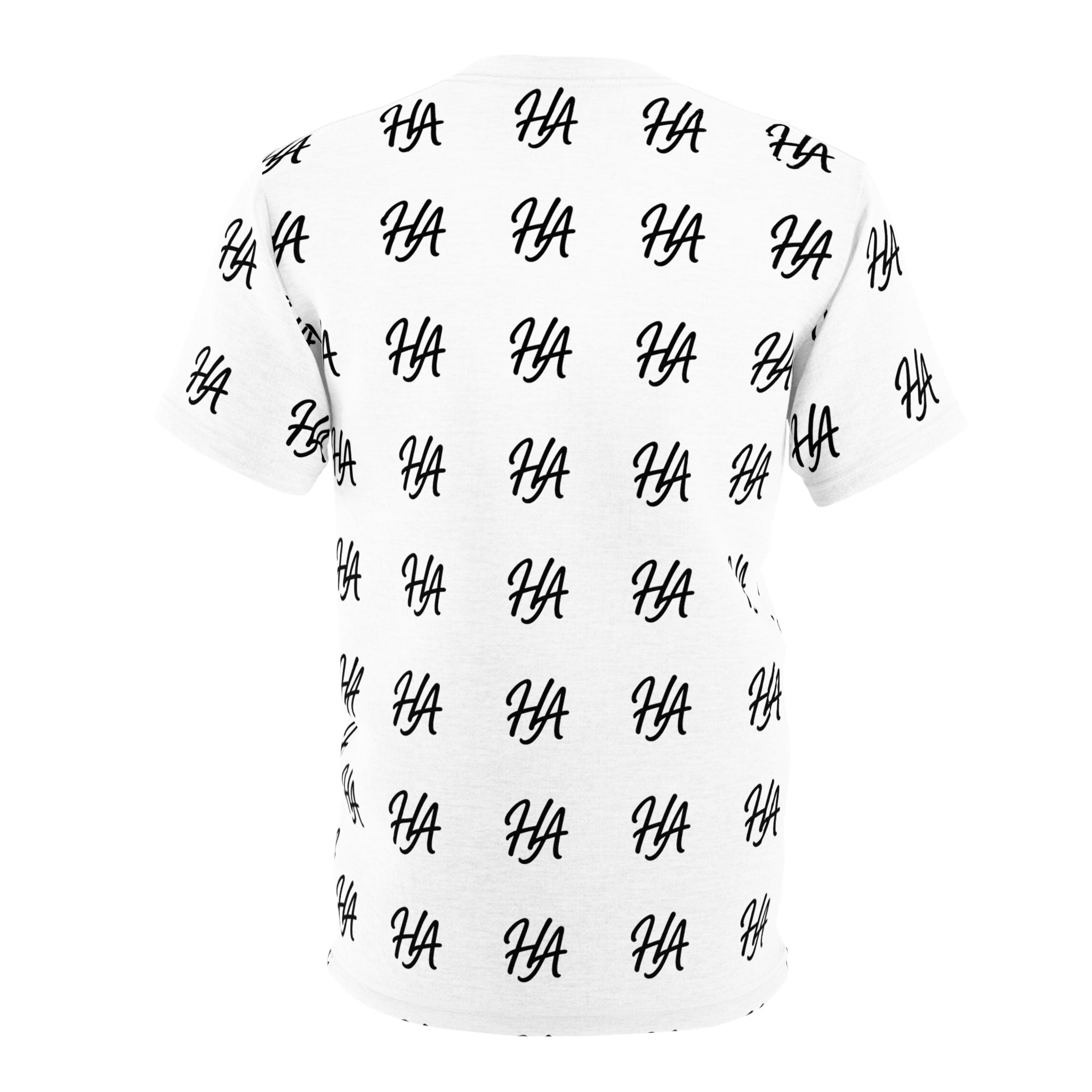 HA Monogram Tee — Minimal Black Script White Pattern T-Shirt