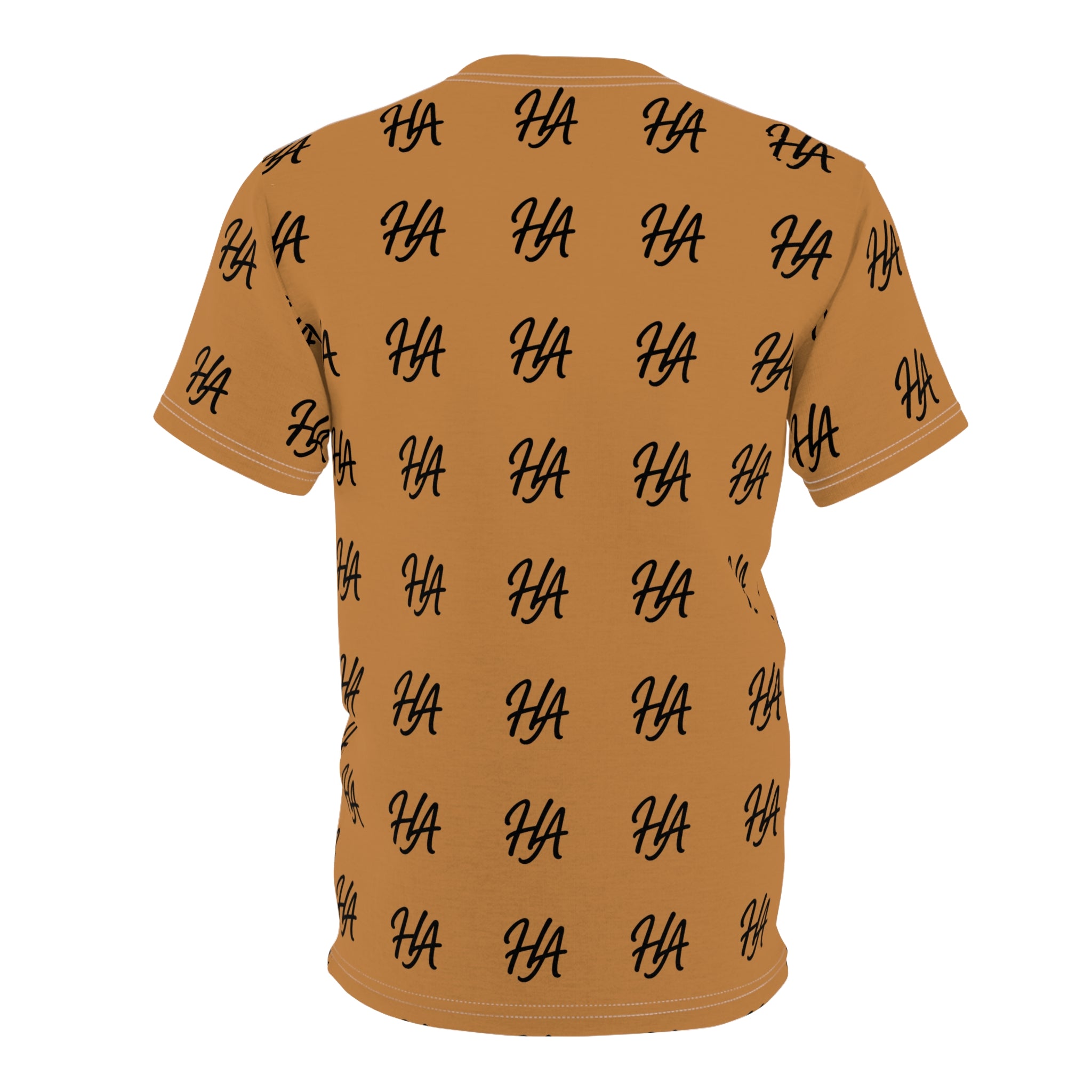 HA Monogram Tee — Minimal Black Script Light Brown Pattern T-Shirt