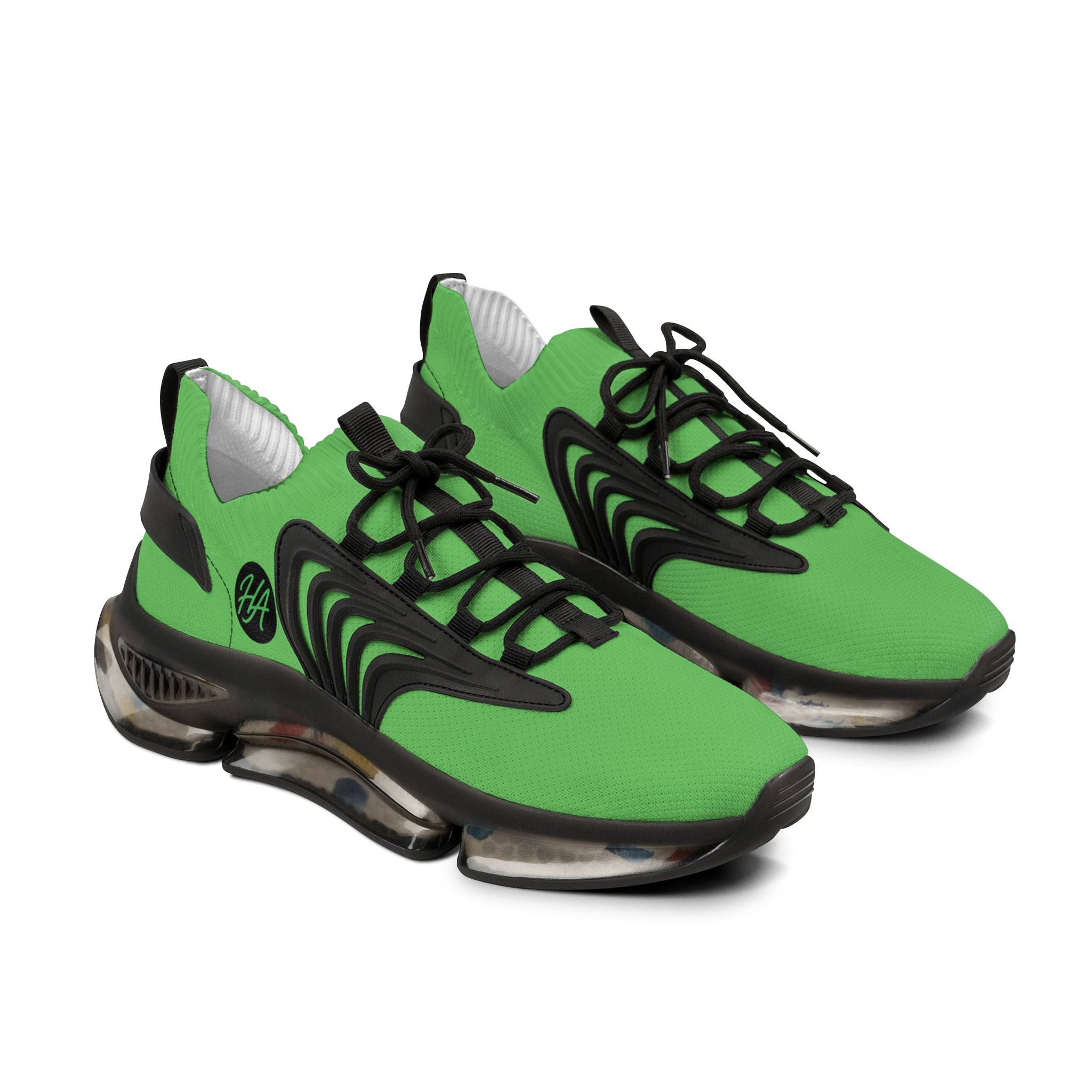 Green Athletic Mesh Sneakers — Lightweight Men's Running Shoes