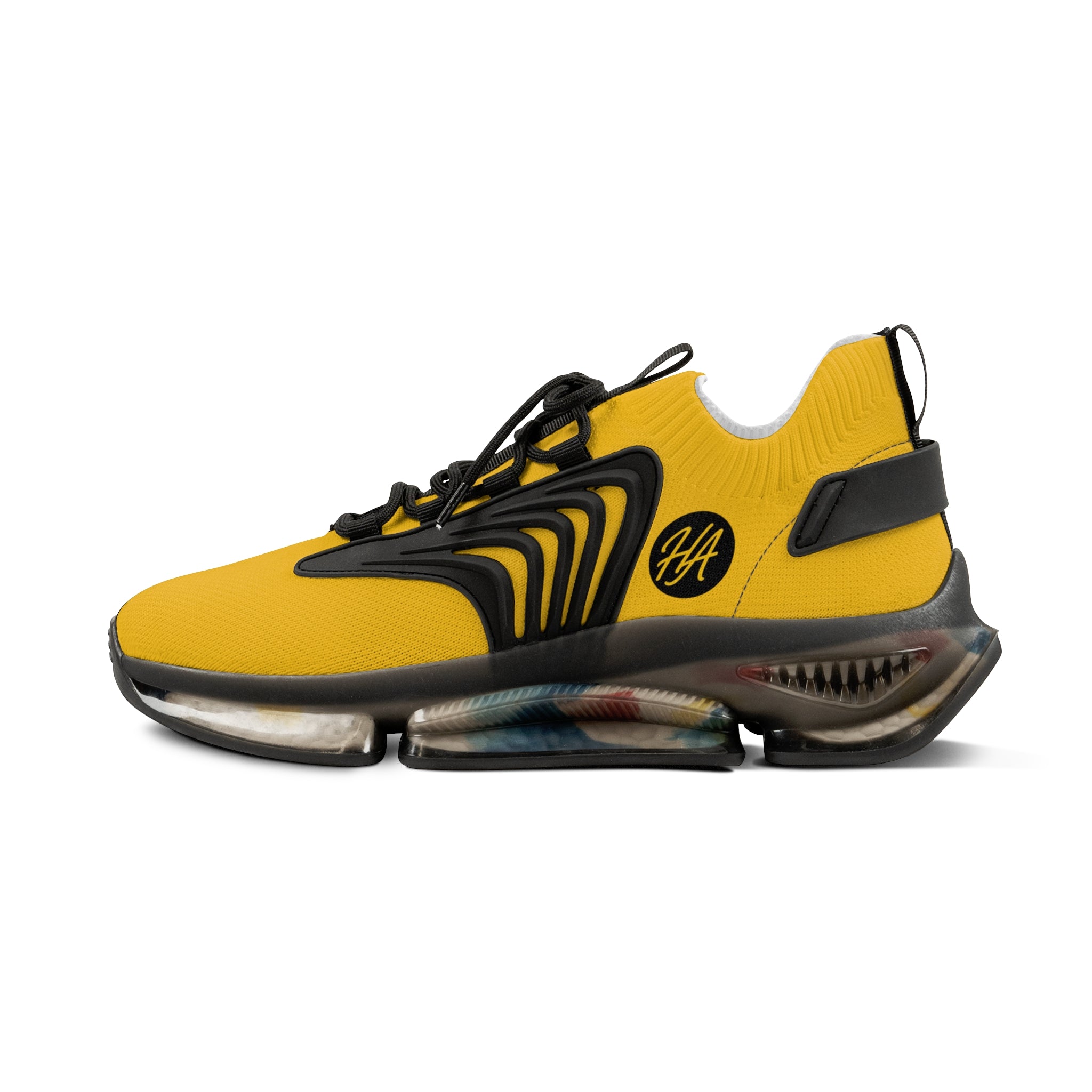 Yellow Athletic Mesh Sneakers — Lightweight Men's Running Shoes